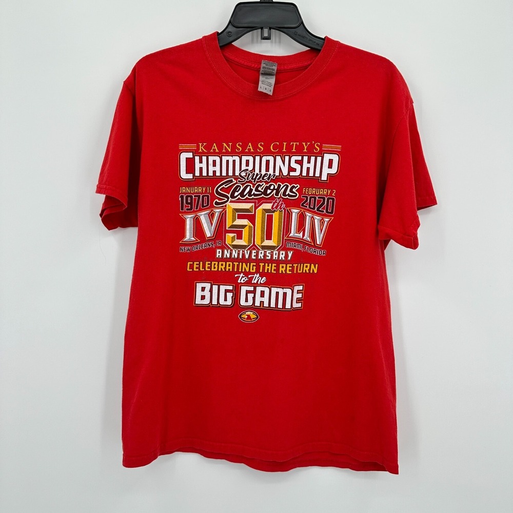 Kansas City Chiefs Championship T-shirt Men L Red 50th Football Return Missouri